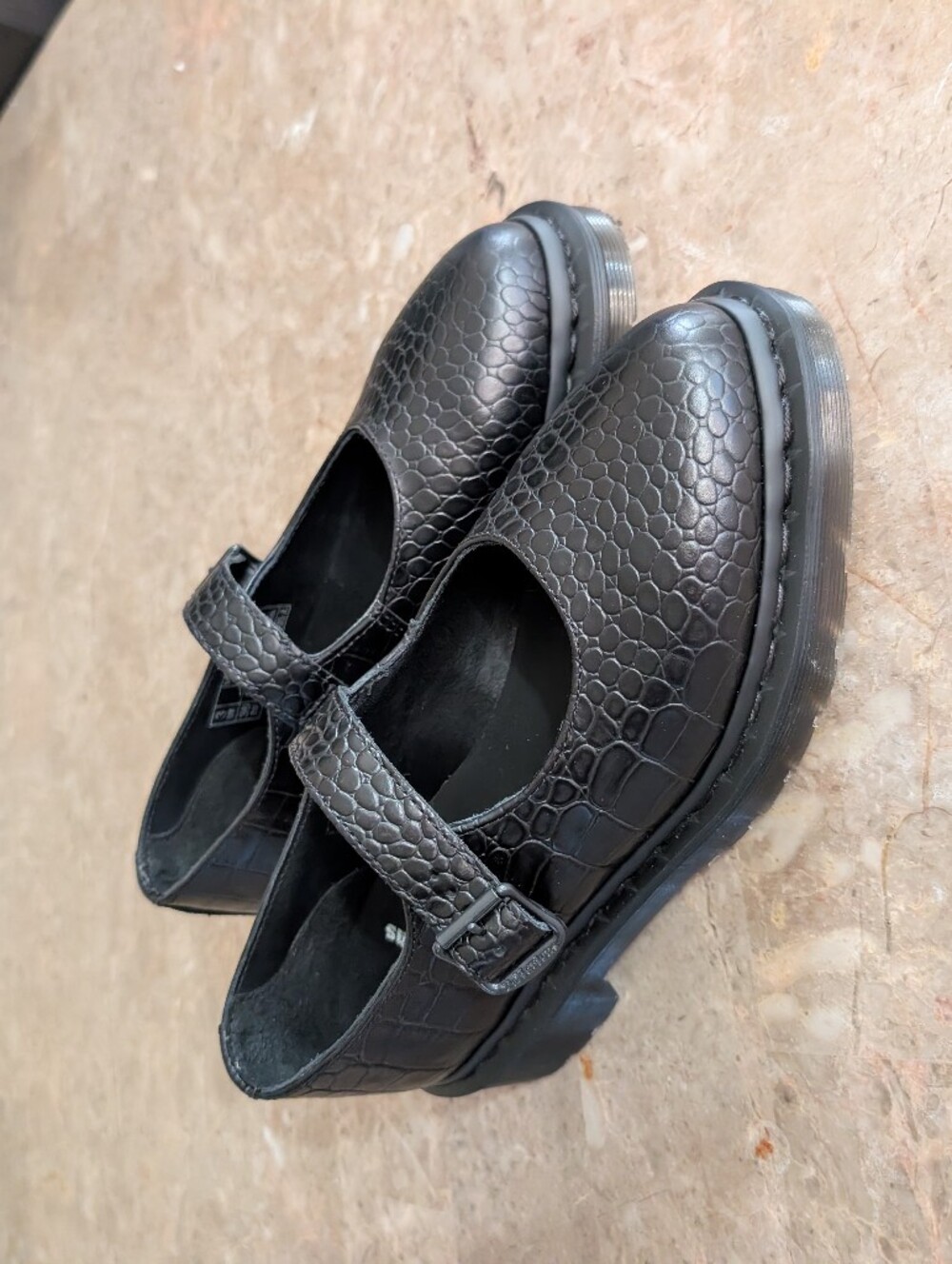 Dr, Martens Scarpe Elphie Mary Jane Emboss Leather Shoes In Black Women's Size 5 - Picture 7 of 11